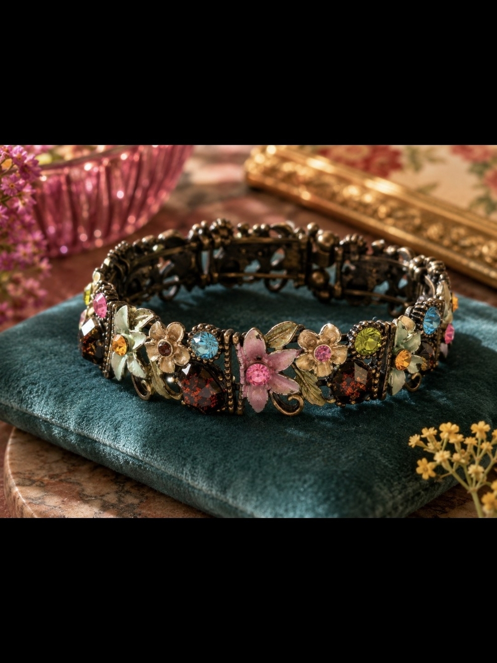 Floral Multicolor Crystal Bracelet